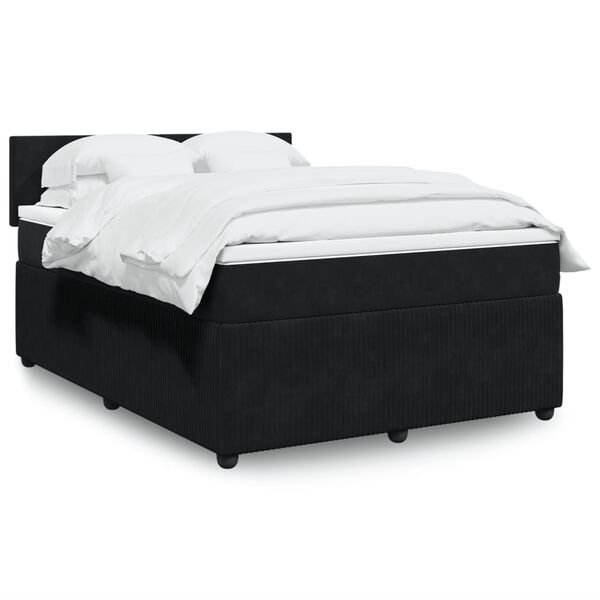 vidaXL Sommier &agrave; lattes de lit avec matelas Noir 140x190 cm Velours