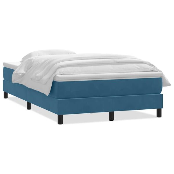 vidaXL Sommier &agrave; lattes de lit et matelas bleu fonc&eacute; 120x210cm velours