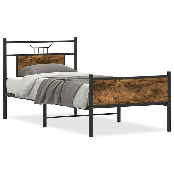 vidaXL Cadre de lit sans matelas ch&ecirc;ne fum&eacute; 90x190cm bois d'ing&eacute;nierie