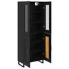 vidaXL Haut Armoire 2 pcs Ch&ecirc;ne noir Bois Agglom&eacute;r&eacute; et Verre