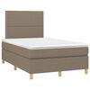 vidaXL Sommier &agrave; lattes de lit matelas et LED taupe 120x190 cm tissu