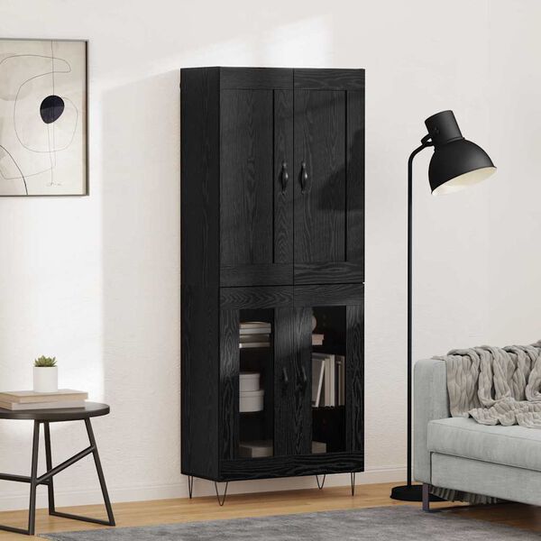 vidaXL Haut Armoire Ch&ecirc;ne noir 69,5 x 34 x 180 cm Bois d'ing&eacute;nierie