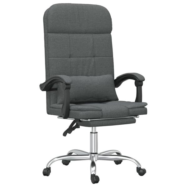 vidaXL Fauteuil de massage inclinable de bureau Gris foncé Tissu