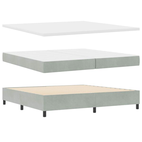 vidaXL Lit &agrave; ressorts avec matelas Gris clair 200 x 200 cm Velours