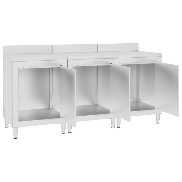 vidaXL Table de travail commerciale avec armoire 180x60x96 cm Inox