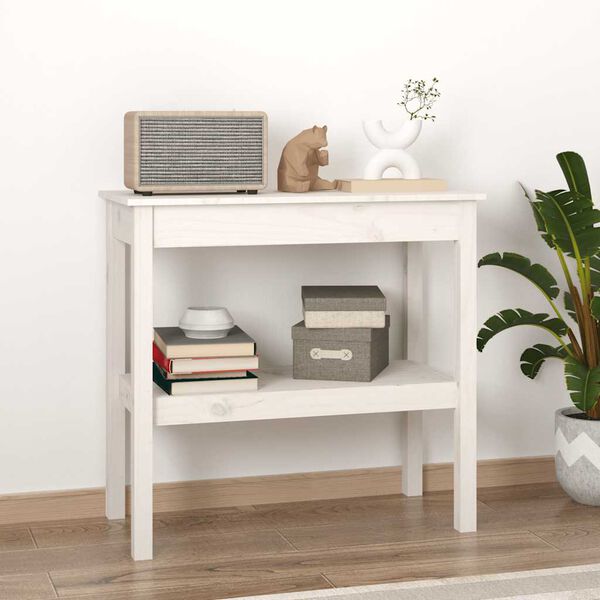 vidaXL Table console Blanc 80x40x75 cm Bois de pin solide
