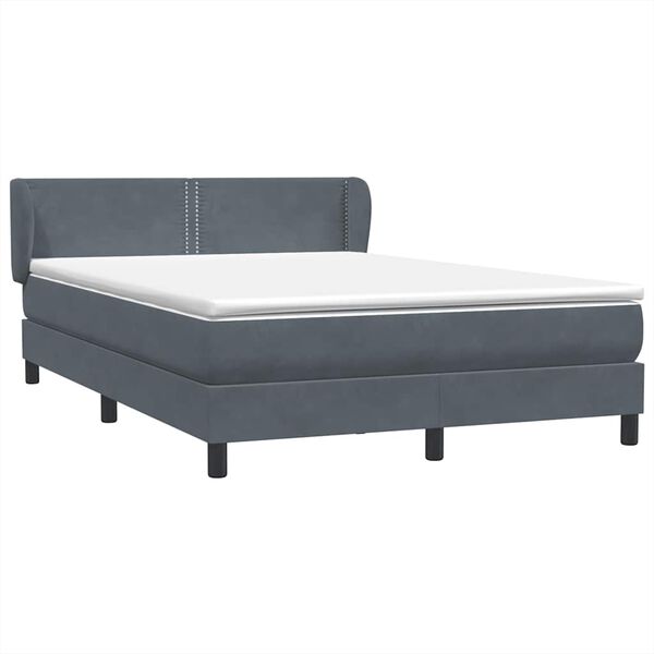 vidaXL Sommier &agrave; lattes de lit et matelas gris fonc&eacute; 140x210cm velours