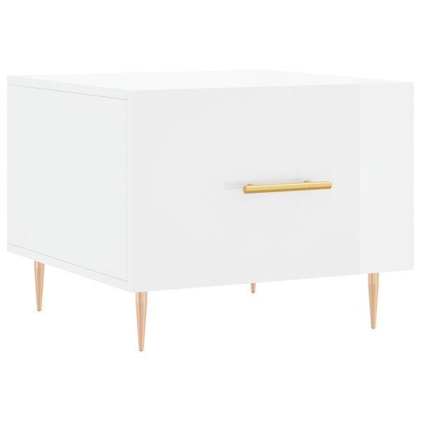 vidaXL Table basse blanc brillant 50x50x40 cm bois d'ingénierie