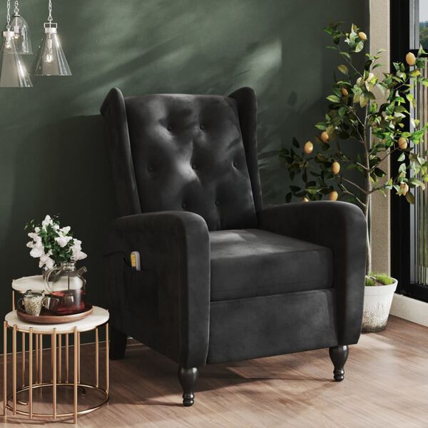 vidaXL Fauteuil de massage inclinable noir velours
