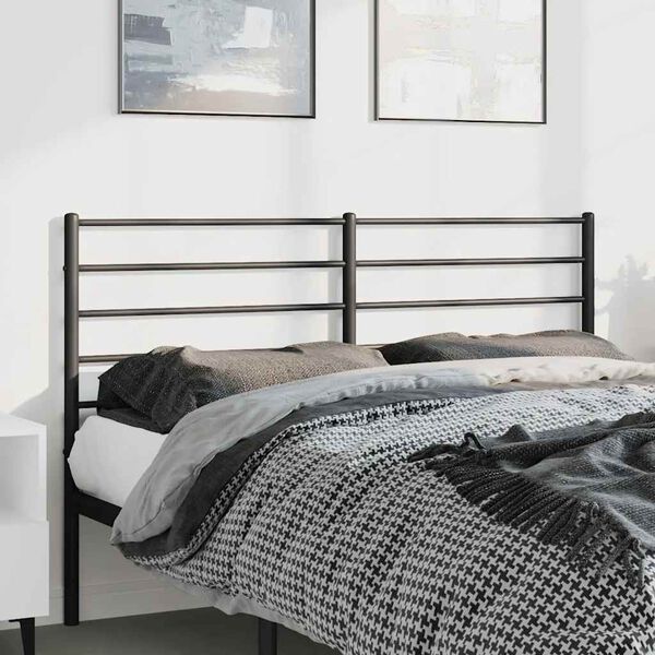 vidaXL T&ecirc;te de lit de remplacement m&eacute;tal noir 135 cm