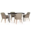 vidaXL Ensemble &agrave; manger de jardin et coussins 5 pcs Marron