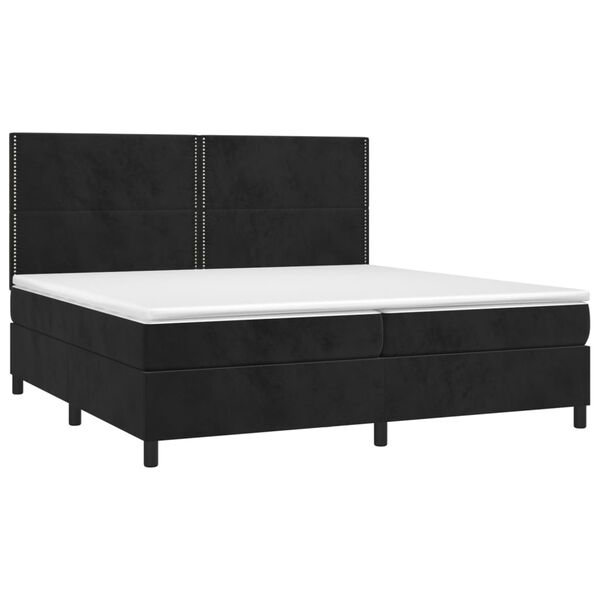vidaXL Sommier &agrave; lattes de lit matelas et LED Noir 200x200 cm Velours
