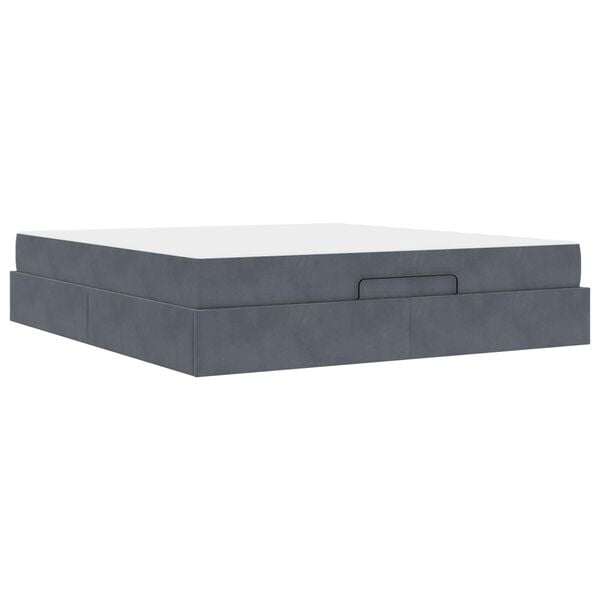 vidaXL Cadre de lit avec matelas avec matelas 2 pcs Gris Fonc&eacute; Velours