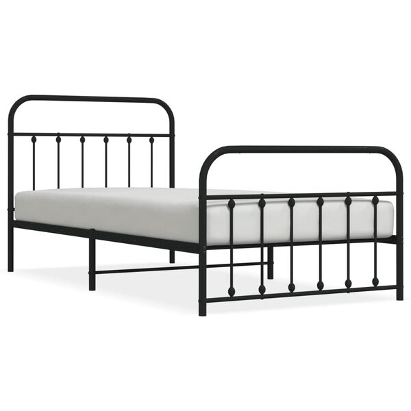 vidaXL Cadre de lit métal sans matelas avec pied de lit noir 107x203cm