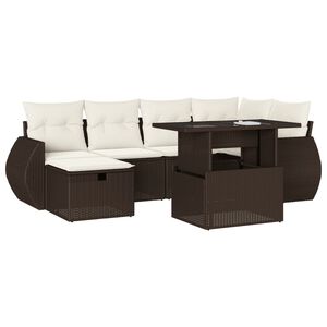 vidaXL Salon de jardin avec coussins 7 pcs marron r&eacute;sine tress&eacute;e