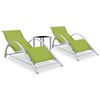 vidaXL Chaises longues lot de 2 avec table Aluminium Vert