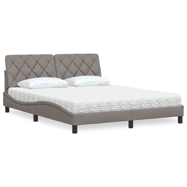 vidaXL Lit avec matelas taupe 160x200 cm tissu