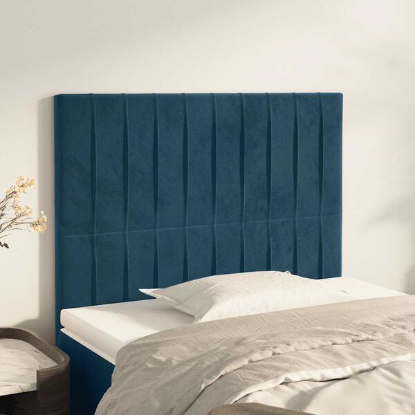 vidaXL T&ecirc;te de lit Bleu fonc&eacute; 90x5x118/128 cm Velours