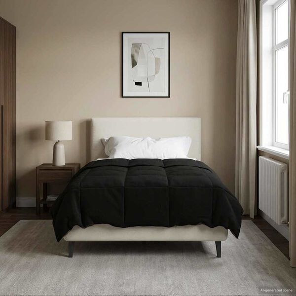 vidaXL Duvet complet toute l'ann&eacute;e Noir 140 x 200 cm Microfibre