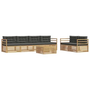 vidaXL Ensemble de canap&eacute;s d'ext&eacute;rieur 7 pc Blanc et anthracite