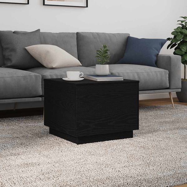 vidaXL Table basse avec lumières LED chêne noir 50x50x40 cm