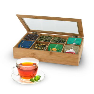 Excellent Houseware Boîte à thé avec 8 compartiments bambou