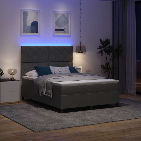 vidaXL Lit &agrave; ressorts avec matelas Gris fonc&eacute; 160 x 200 cm tissu