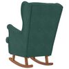vidaXL Fauteuil &agrave; bascule &agrave; oreilles en velours vert fonc&eacute; bois massif