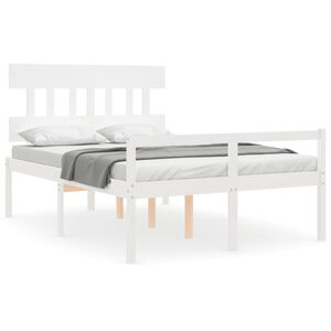 vidaXL Lit pour personne &acirc;g&eacute;e sans matelas blanc 140x190cm bois massif