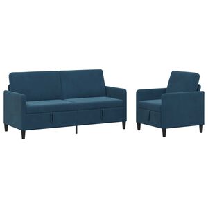 vidaXL Canap&eacute; avec rangement 2 pc Bleu Polyester