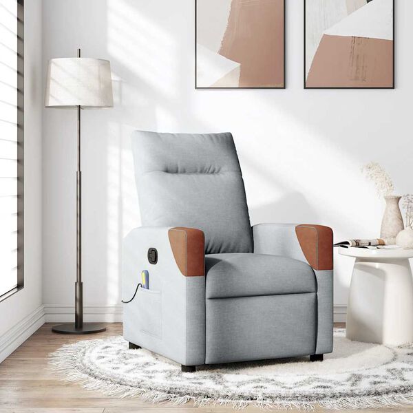 vidaXL Fauteuil de massage inclinable Gris clair Tissu