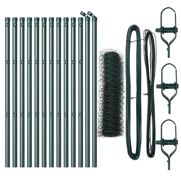 vidaXL Cl&ocirc;ture avec poteaux Vert 0.8 x 25 m Acier recouvert de PVC