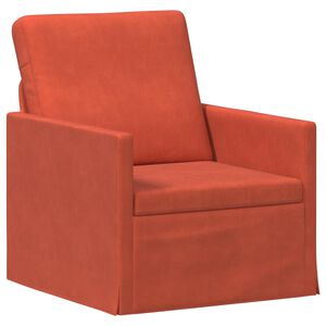 vidaXL Fauteuil Rouge orange 70 x 81 x 82 cm Tissu en velours c&ocirc;tel&eacute;