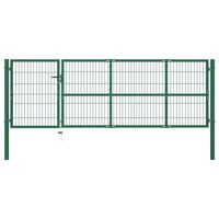vidaXL Portail de clôture de jardin avec poteaux 350x100 cm Acier Vert