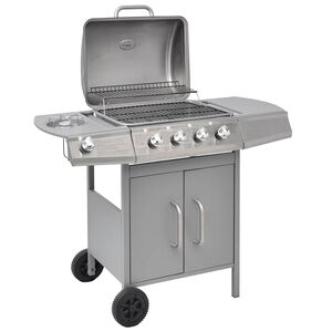 vidaXL Barbecue &agrave; gaz 4 + 1 zone de cuisson Argent&eacute;
