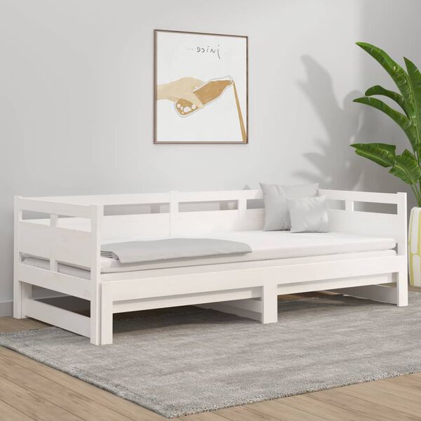 vidaXL Lit coulissant sans matelas blanc 2x(80x200)cm