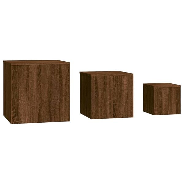 vidaXL Tables d'appoint 3 pcs Chêne marron Bois d'ingénierie