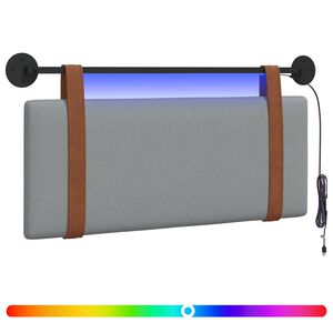 vidaXL T&ecirc;te de lit suspendue Avec lumi&egrave;re LED Gris clair PU antique