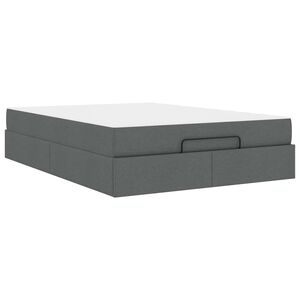 vidaXL Cadre de lit avec matelas avec matelas 2 pcs Gris Fonc&eacute; tissu