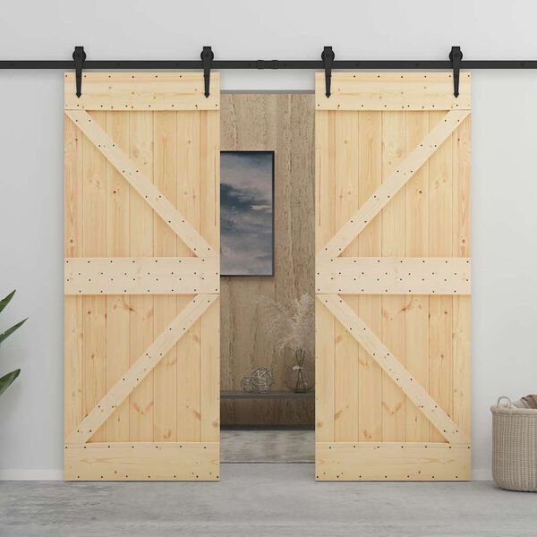 vidaXL Porte coulissante avec kit de quincaillerie 80x210cm Pin massif