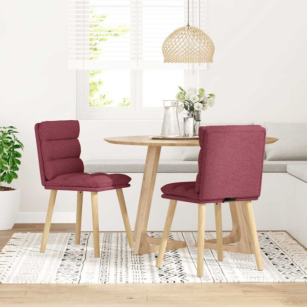vidaXL Chaises à manger lot de 2 rouge bordeaux tissu