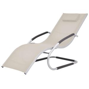 vidaXL Chaise longue avec oreiller Aluminium et textil&egrave;ne Cr&egrave;me