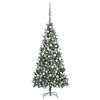 vidaXL Arbre de No&euml;l artificiel pr&eacute;-&eacute;clair&eacute;/boules pommes de pin 210cm