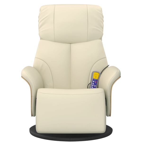 vidaXL Fauteuil inclinable de massage et repose-pieds cr&egrave;me similicuir