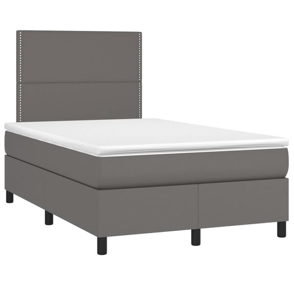 vidaXL Sommier &agrave; lattes de lit avec matelas et LED Gris 120x200 cm