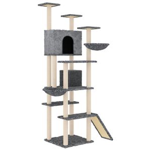 vidaXL Arbre &agrave; chat avec griffoirs en sisal Gris fonc&eacute; 191 cm