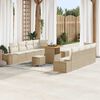 vidaXL Ensemble de canap&eacute; de jardin 11 pcs Beige polyrotin