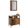vidaXL Ensemble de mobilier de salle de bain avec &eacute;tag&egrave;re 2 pcs Marron
