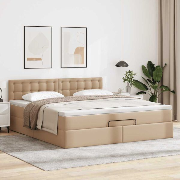 vidaXL Cadre de lit ottoman et matelas cappuccino 140x200cm similicuir