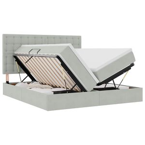 vidaXL Lit de Rangement avec matelas Gris clair 200 x 200 cm Velours